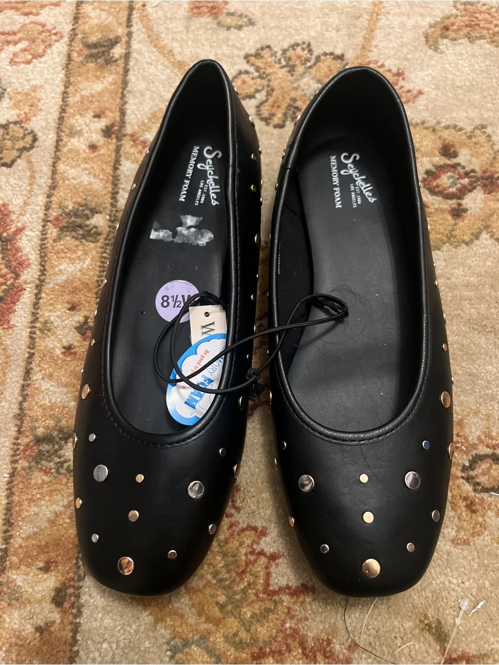 Seychelles Black Studded Slip-On Ballet Flats